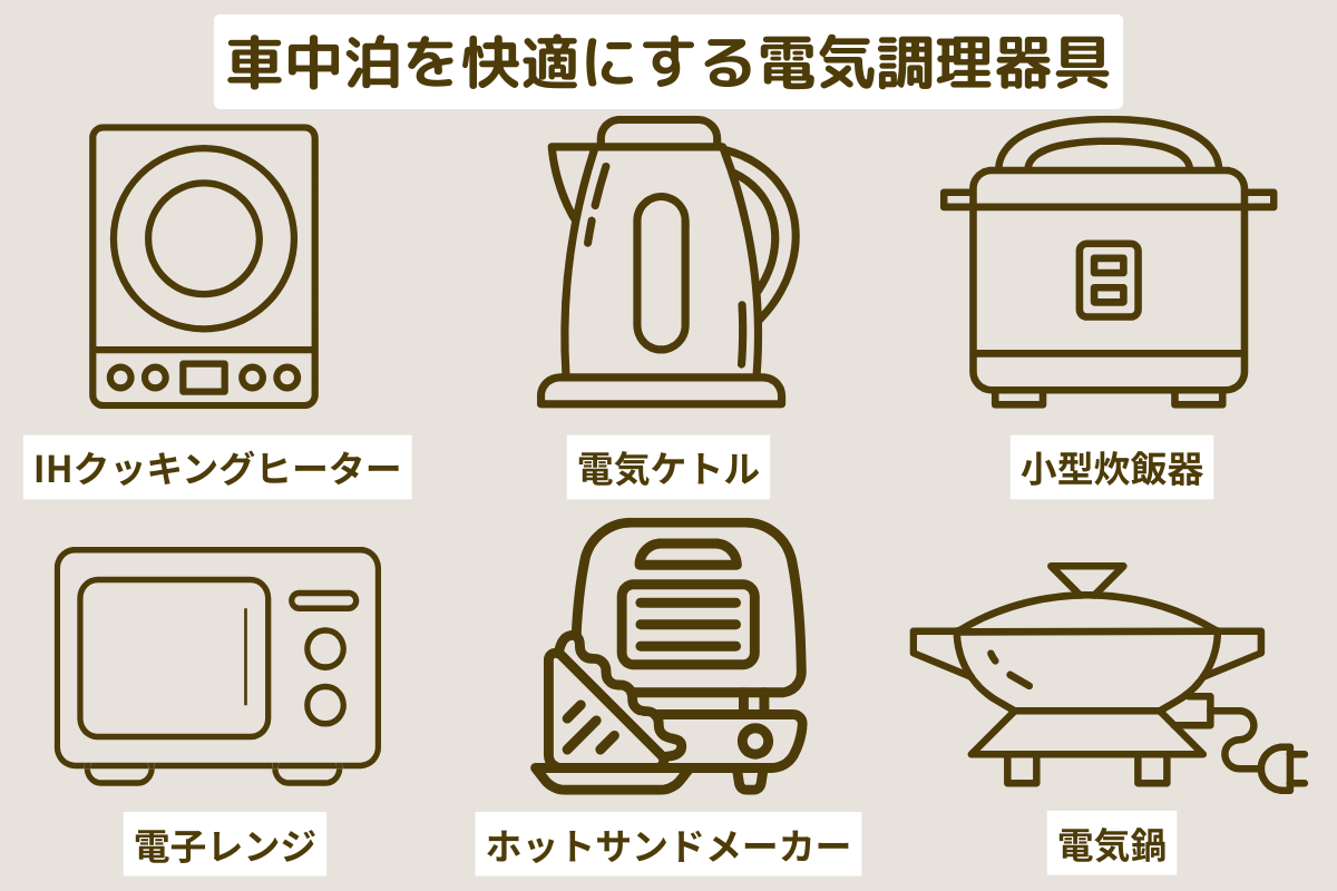 車中泊を快適にする電気調理器具