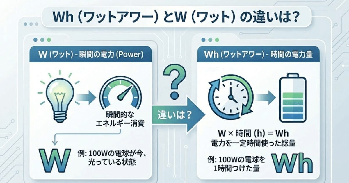 Wh(ワットアワー)とW(ワット)の違いとは?