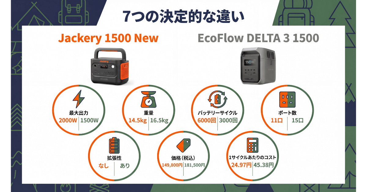 Jackery 1500とEcoFlow DELTA3 1500の決定的な違い
