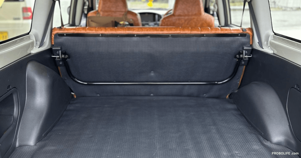 カスタム後のトヨタ・プロボックスの荷室を後方から撮影した内装：owners PROBOX